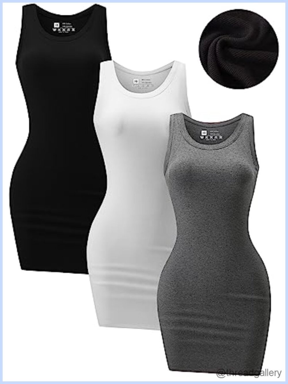 3 Pack Summer Dresses for Women Bodycon Sleeveless Sundress